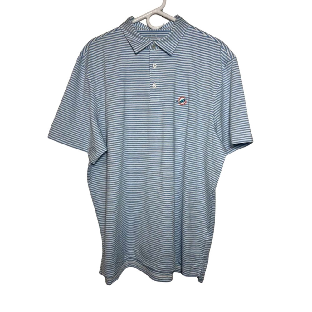 Vineyard Vines Performance Miami Dolphins Polo Shirt Mens XL Blue Stripes Golf